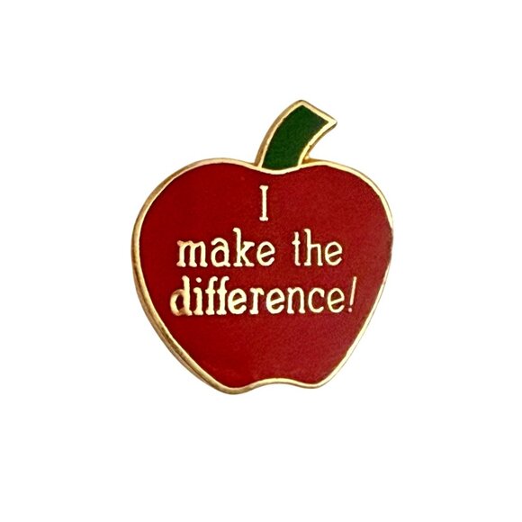Apple Shaped Metal Enamel Pin I Make The Difference Teacher Appreciation PInback - Picture 1 of 5